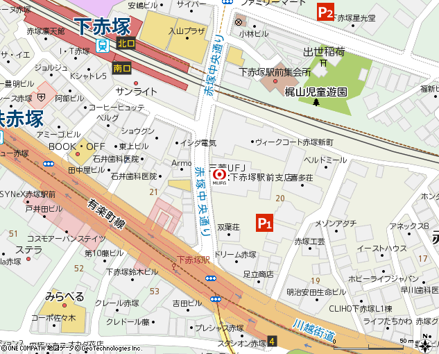 下赤塚駅前支店付近の地図